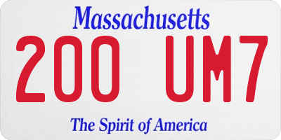 MA license plate 200UM7