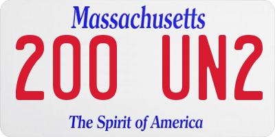 MA license plate 200UN2