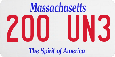 MA license plate 200UN3
