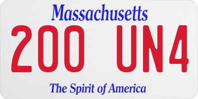 MA license plate 200UN4