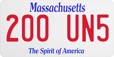 MA license plate 200UN5