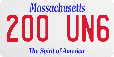MA license plate 200UN6