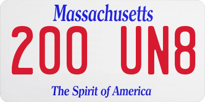 MA license plate 200UN8