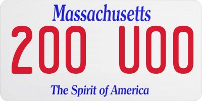 MA license plate 200UO0