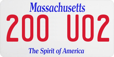 MA license plate 200UO2