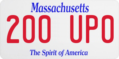 MA license plate 200UP0