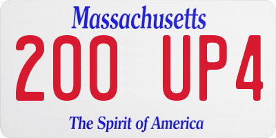 MA license plate 200UP4