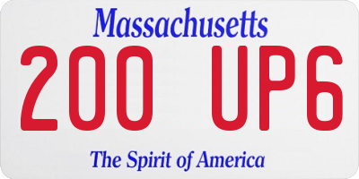MA license plate 200UP6