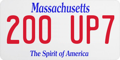 MA license plate 200UP7