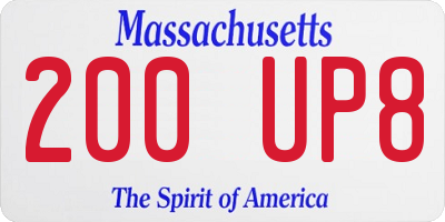 MA license plate 200UP8