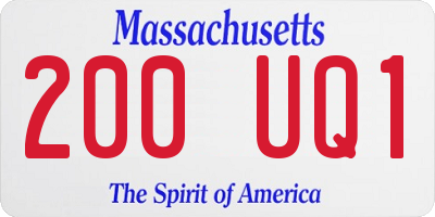 MA license plate 200UQ1