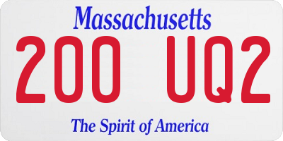 MA license plate 200UQ2