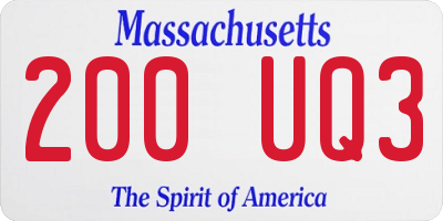 MA license plate 200UQ3
