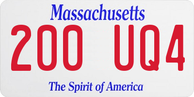 MA license plate 200UQ4