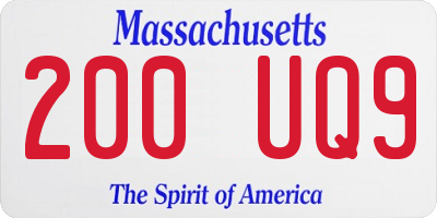 MA license plate 200UQ9