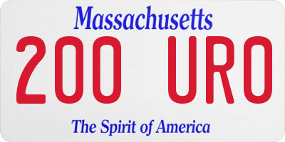 MA license plate 200UR0