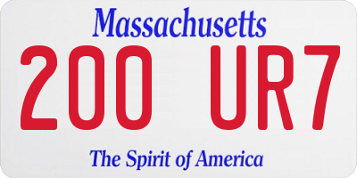 MA license plate 200UR7