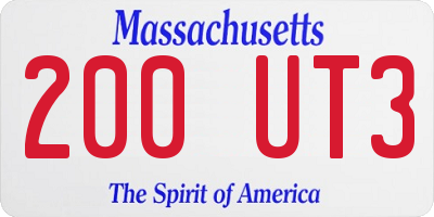 MA license plate 200UT3