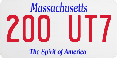 MA license plate 200UT7