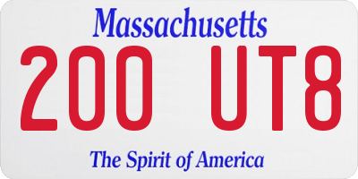 MA license plate 200UT8