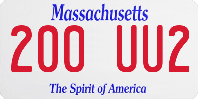 MA license plate 200UU2