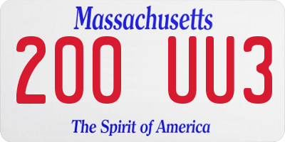 MA license plate 200UU3