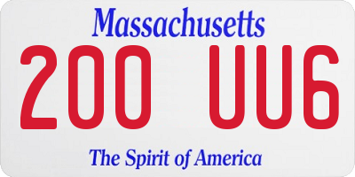 MA license plate 200UU6
