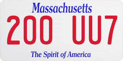 MA license plate 200UU7