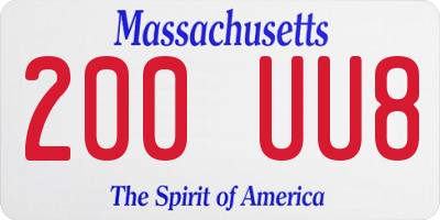 MA license plate 200UU8