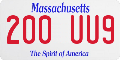MA license plate 200UU9