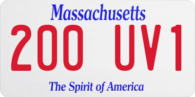 MA license plate 200UV1