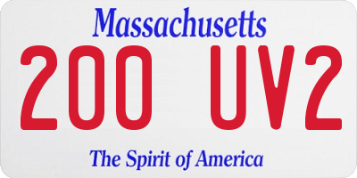 MA license plate 200UV2