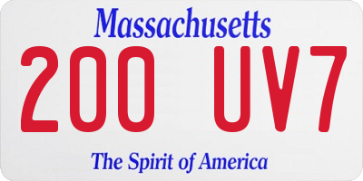 MA license plate 200UV7