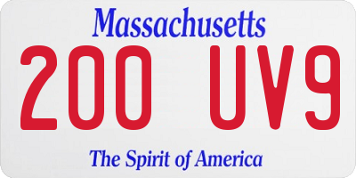 MA license plate 200UV9