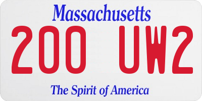 MA license plate 200UW2