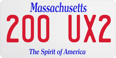 MA license plate 200UX2