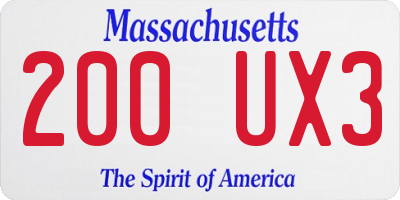 MA license plate 200UX3