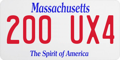MA license plate 200UX4
