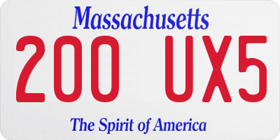 MA license plate 200UX5