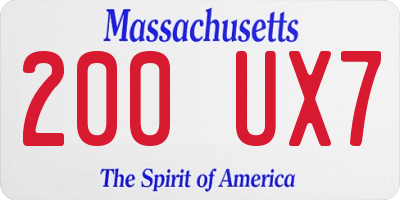 MA license plate 200UX7