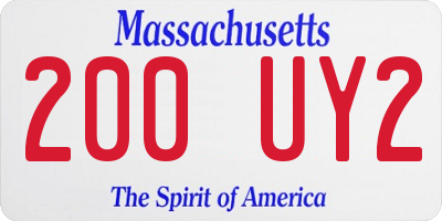 MA license plate 200UY2