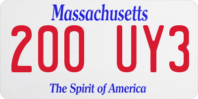 MA license plate 200UY3