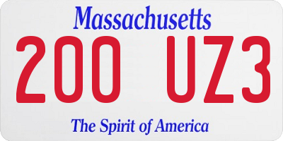 MA license plate 200UZ3