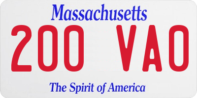 MA license plate 200VA0