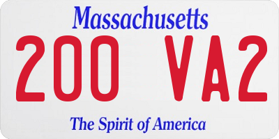 MA license plate 200VA2