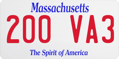 MA license plate 200VA3