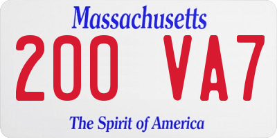 MA license plate 200VA7