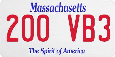 MA license plate 200VB3