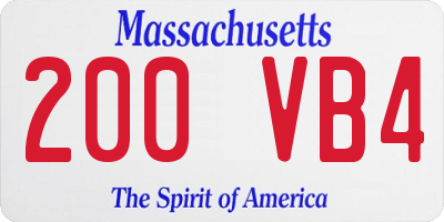 MA license plate 200VB4
