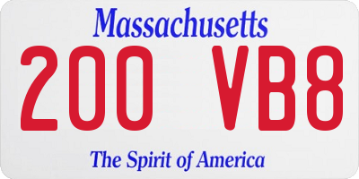MA license plate 200VB8